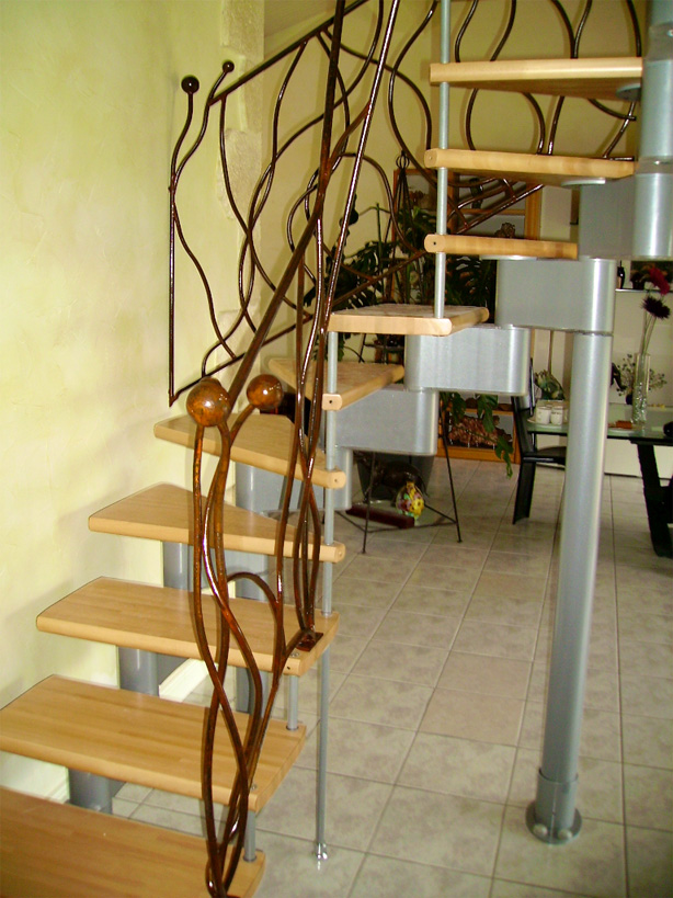 Custom wrought iron balustrade for an industrial staircase.