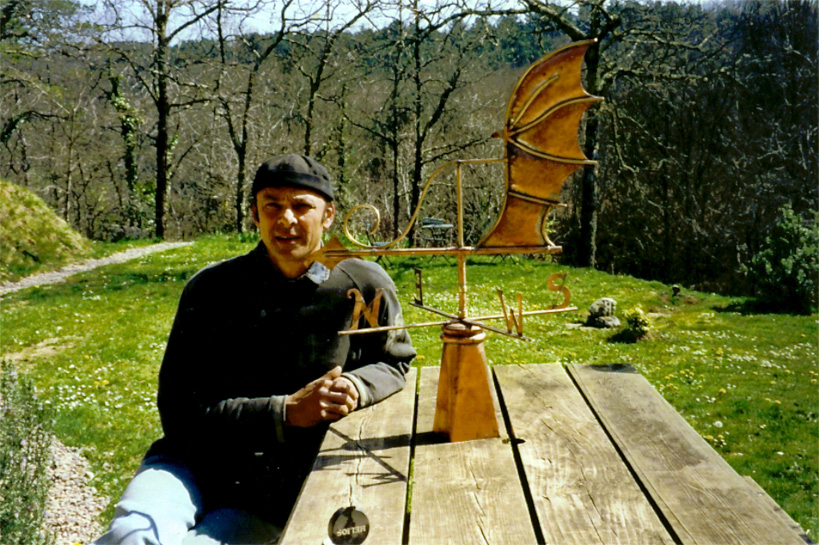 Posing with this copper wind vane