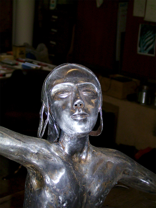 Work taking place on the little dancer in mild steel